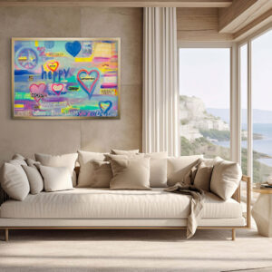 Great Looking Collage Mixed Media Painting Wallart