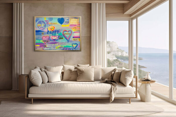 Great Looking Collage Mixed Media Painting Wallart